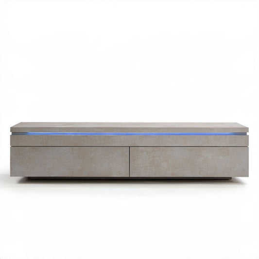 Beżowa szafka RTV z laminowanej płyty MDF z oświetleniem LED, 180 × 40 × 50 cm