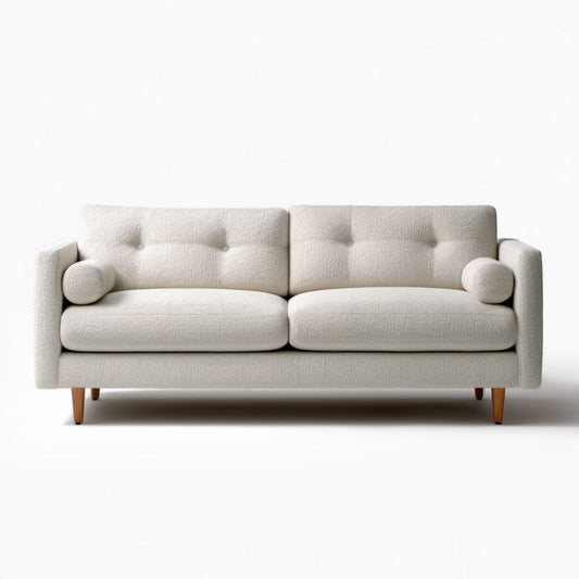 Kremowa dwuosobowa sofa z tapicerką bouclé z poliestru 180 x 85 x 82 cm