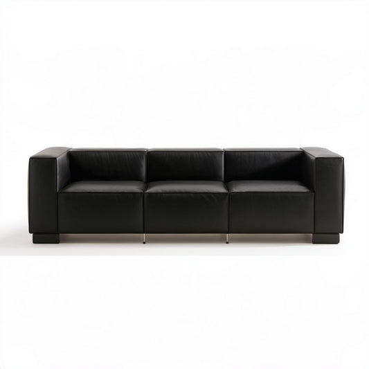 Czarna sofa trzyosobowa z tapicerką PU 240 x 90 x 72 cm