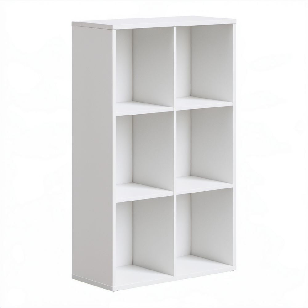 Biały regał biblioteczny z płyty wiórowej 60 x 30 x 120 cm, 6 otwartych komór