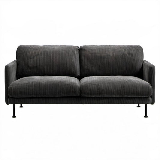 Dwuosobowa sofa grafitowa ze sztruksu na metalowych nóżkach 170 x 85 x 82 cm