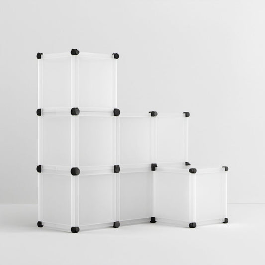Modułowy regał na buty z PP i ABS, 9 komór, biało-czarny, 140 × 35 × 105 cm