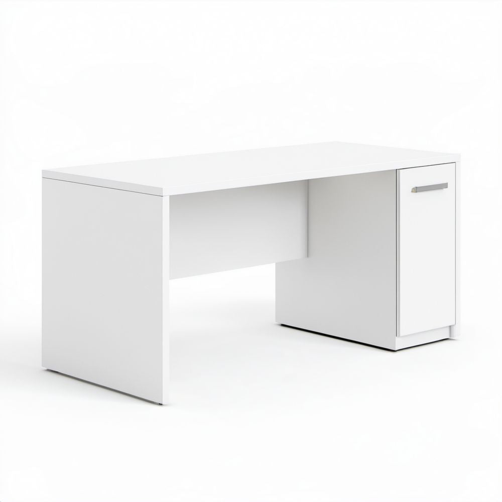 Białe biurko komputerowe z płyty wiórowej laminowanej 120 x 60 x 75 cm