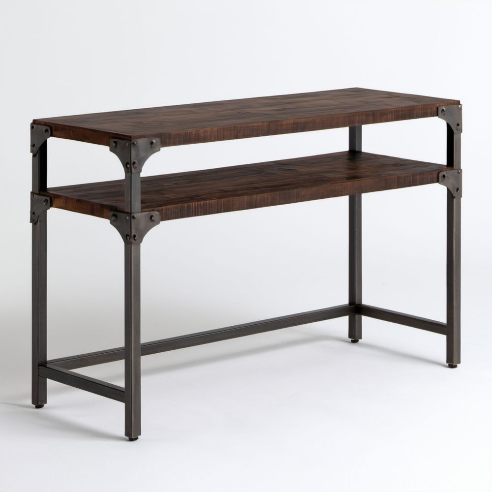 Konsola z półką MDF i stali ciemnobrązowo-czarna 120 x 40 x 80 cm